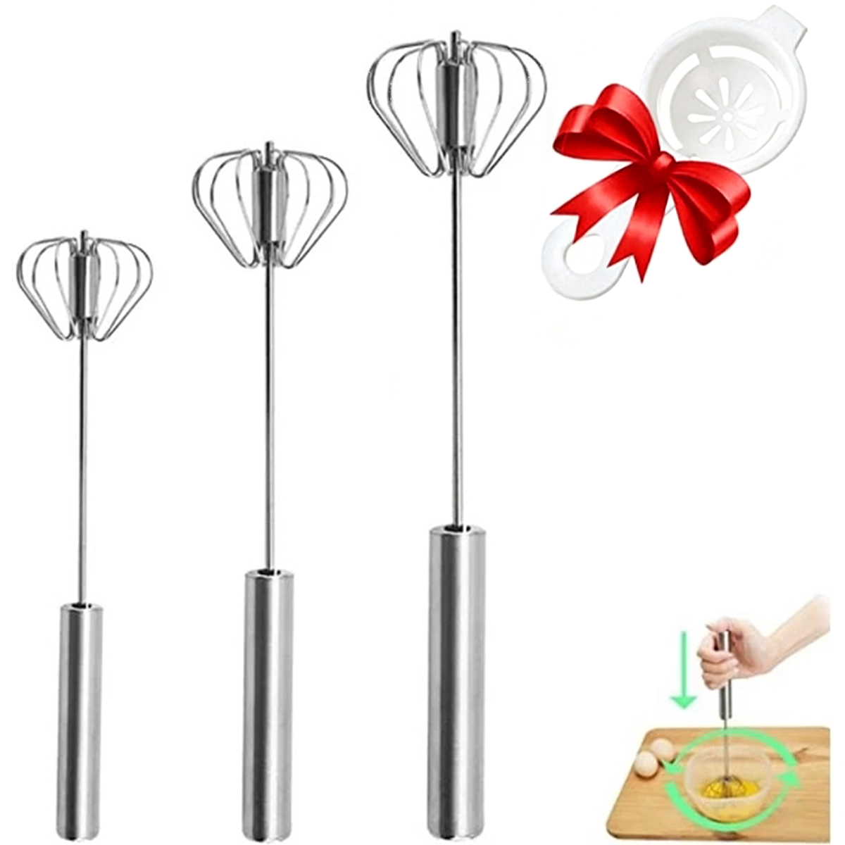 Kitchen Appliances Restaurant - 1/3pcs 스테인레스 스틸 계란 거품기 간편한
