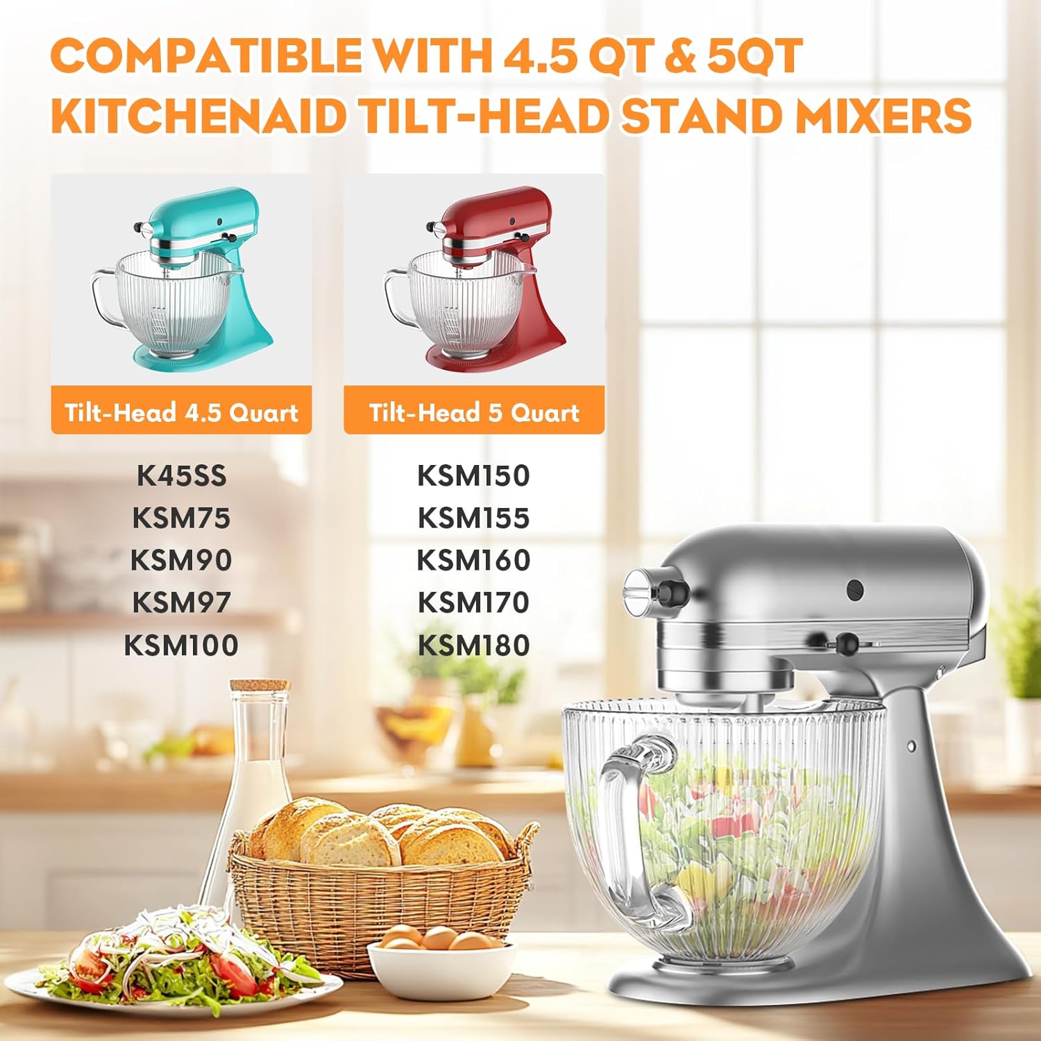 키친에이드 믹서용 GVODE 유리 그릇, 푸어 스파우트 - Stand Mixer Bowl 리뷰 및 가격